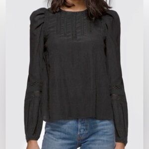 GREYLIN Miriam Pouf Sleeve Inset Trim Blouse (size L)